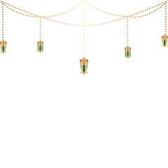 Ramadan Kareem Celebration with Crescent Moon and Lanterns