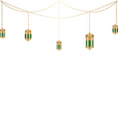 Ramadan Kareem Celebration with Crescent Moon and Lanterns