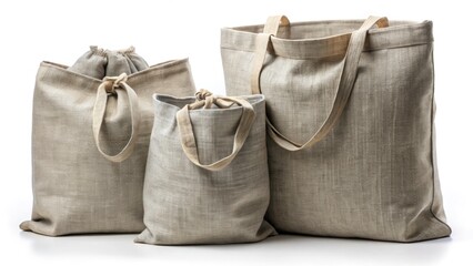 Linen Bags Collection, Minimalist Photography, Isolated Product Shots, Fabric Bags, Eco-Friendly Packaging