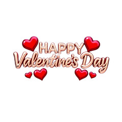 Happy Valentine's Day 3D Text with Hearts on  transparent Background