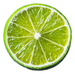 Freshly cut lime with vibrant green interior isolated on transparent background