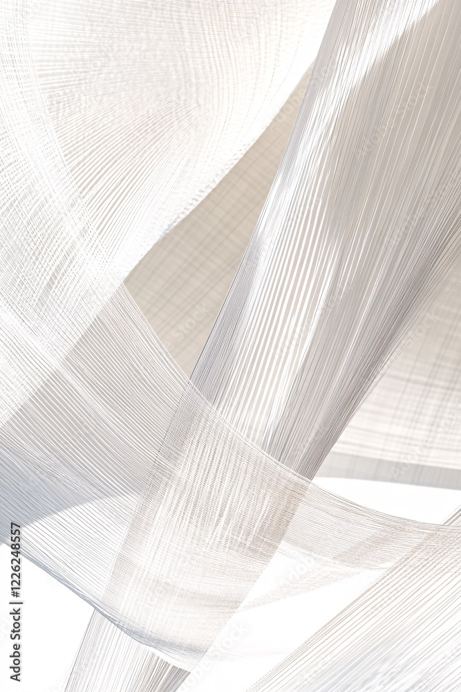 Aufkleber abstract background created by white translucent fabric forming wavy shapes