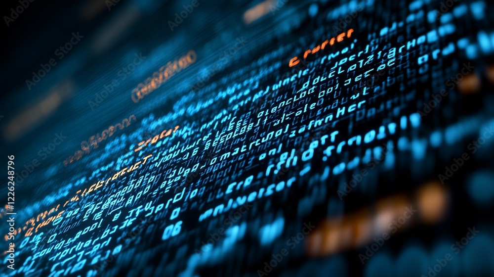Poster Dynamic Cyber Technology Abstract with Flowing Binary Code : Generative AI