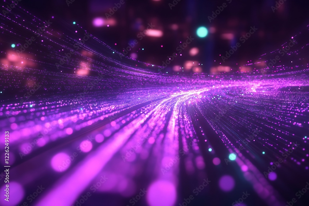 Fototapete purple and neon colored light trails creating futuristic cosmosic patterns and forms : generative ai