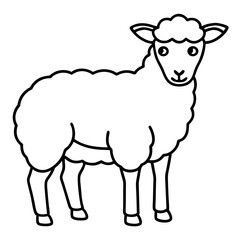 Cute Line Art Sheep Silhouette Black Vector Illustration	