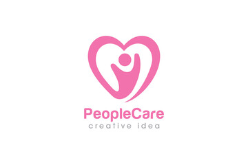 Creative People Care Concept Logo Design Template