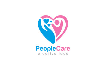 Creative People Care Concept Logo Design Template