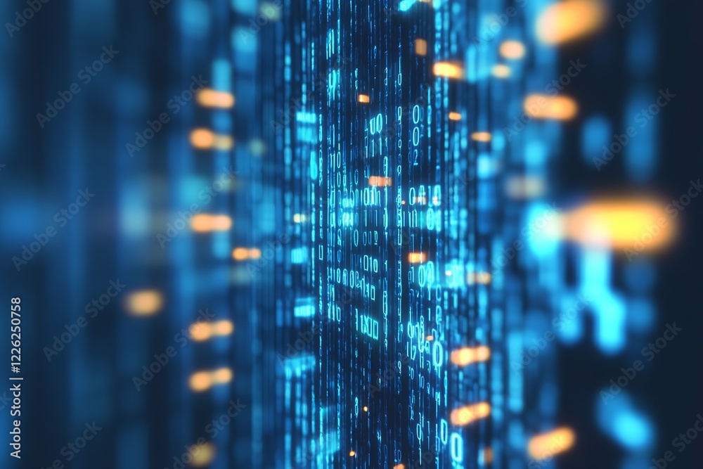 Leinwandbilder Conceptual Digital Art Background with Binary Code Patterns in Futuristic Design : Generative AI