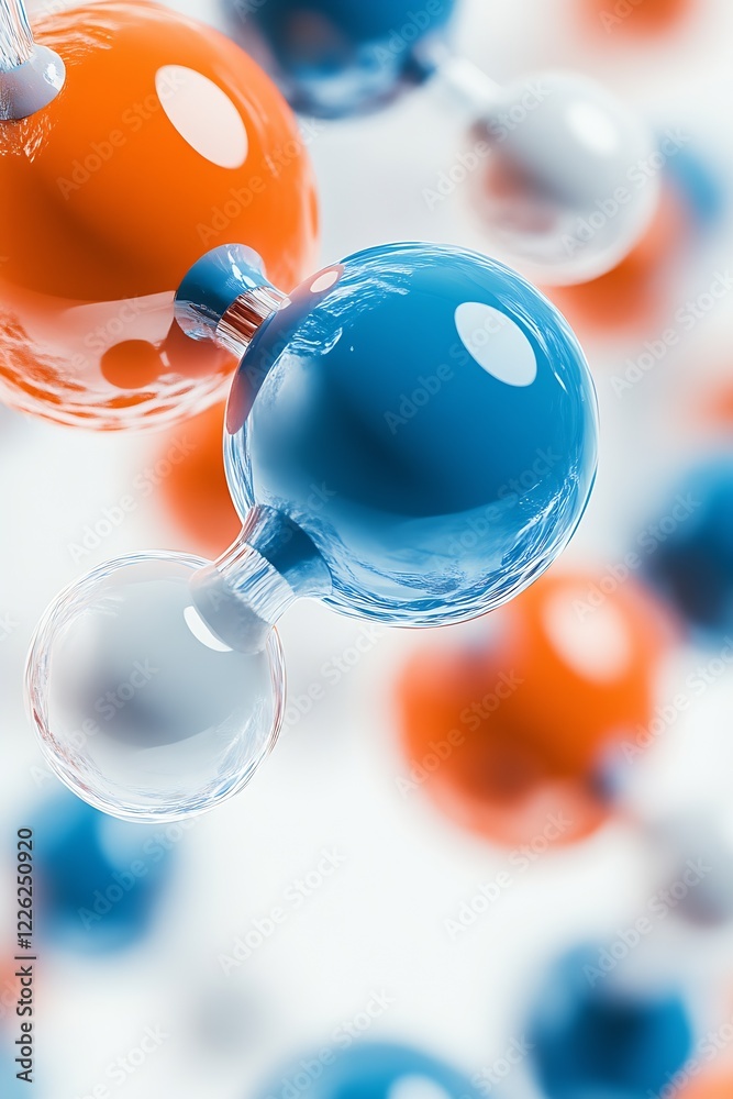 Aufkleber Dynamic 3D Abstract of Colorful Molecular Structures for Science Technology Backgrounds : Generative AI