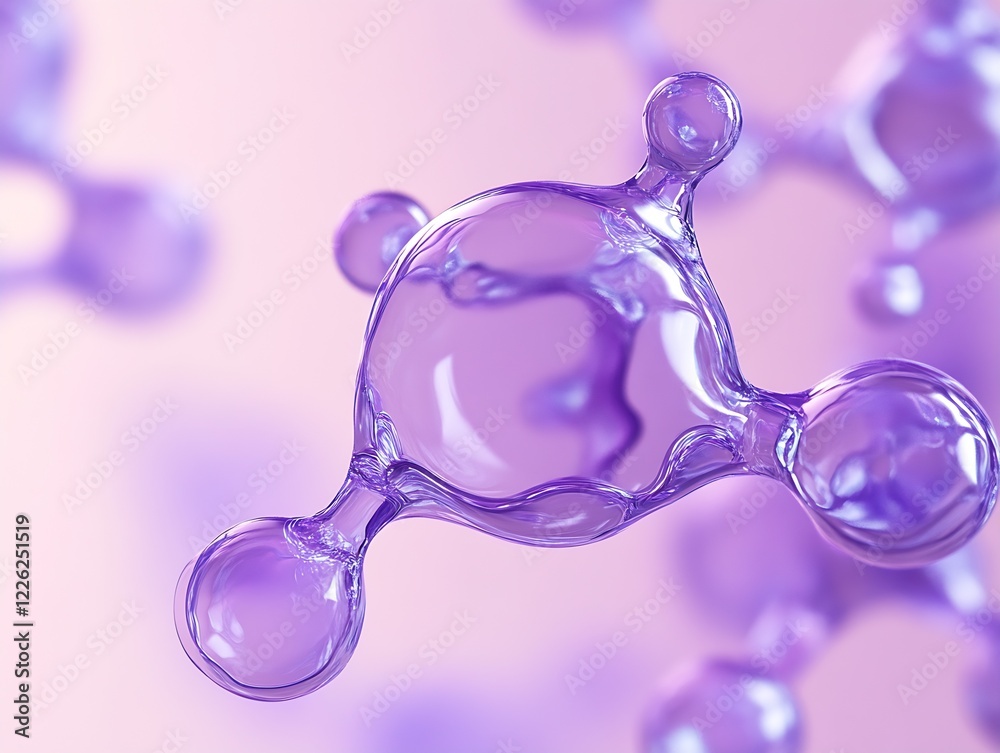 Poster purple molecular network concept on a soft pastel background : generative ai