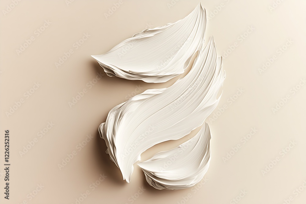 Poster swirling white paint textures creating illusion of movement in minimalist modern art : generative ai
