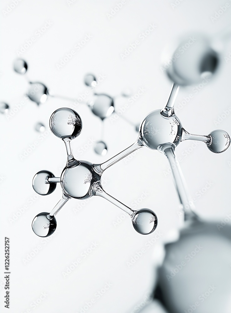 Aufkleber Intricate Molecular Structure with Transparent Spheres and Stems : Generative AI