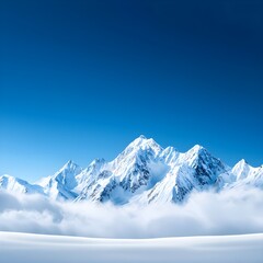 Obraz premium Majestic Snow-Capped Mountains Emerging From Thick Clouds Below