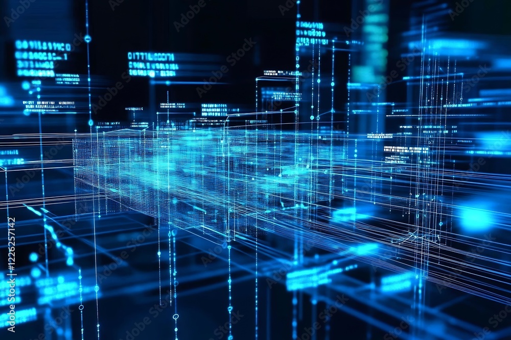 Aufkleber Innovative Cyber Network Infrastructure Illustrating Data and Tech Advancement : Generative AI