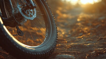 Mountain bike at sunset, AI generated image