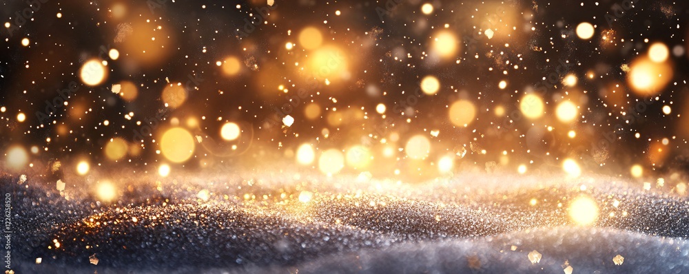 Aufkleber golden glitter texture with bokeh lights creating festive christmas background for your projects