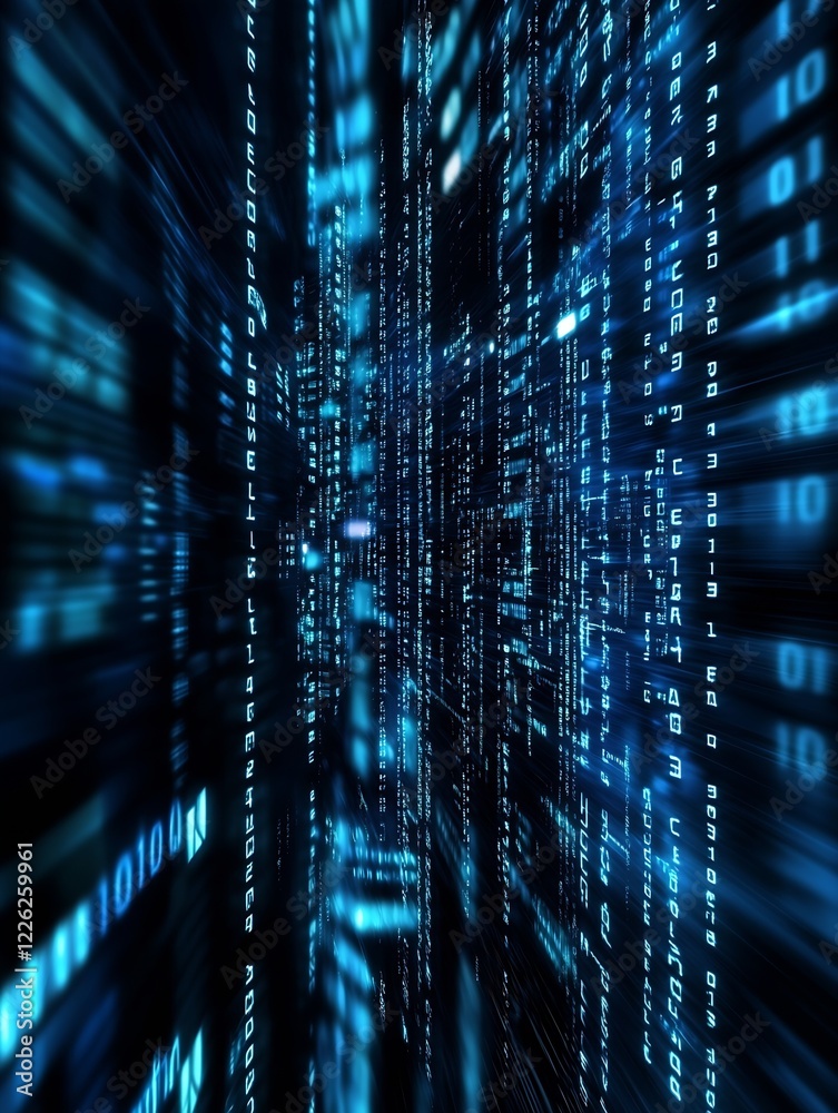 Poster Abstract High-Tech Cyber Grid with Blue Lines of Data Connectivity : Generative AI