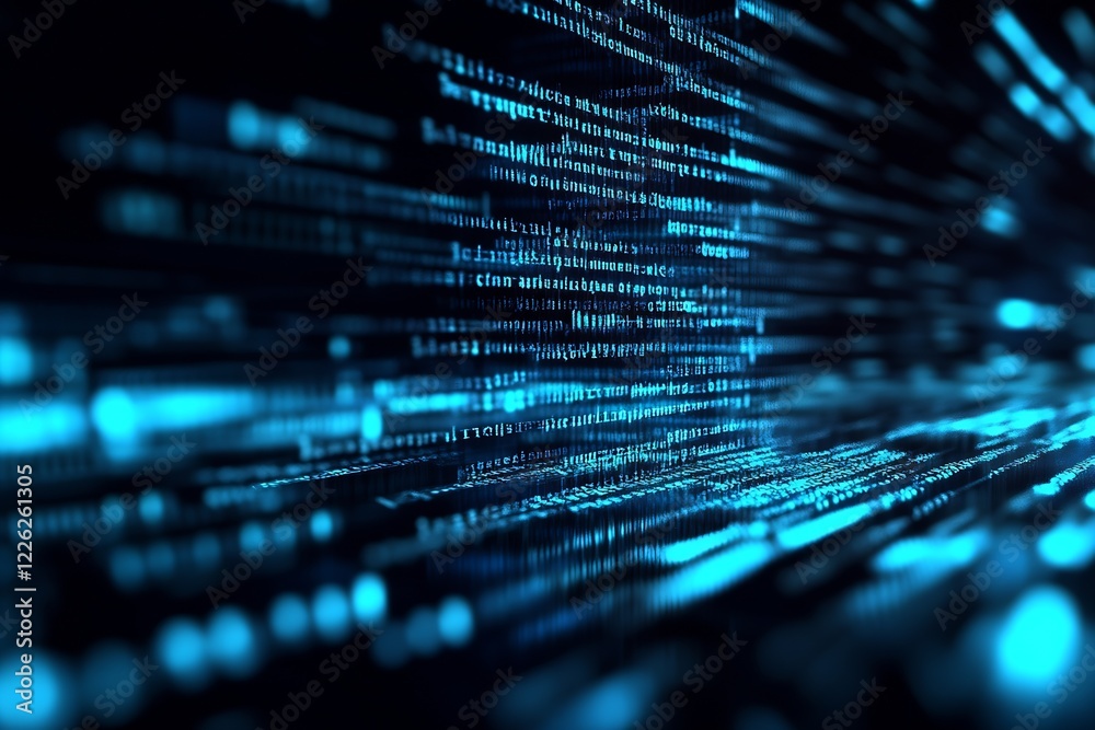 Aufkleber Dynamic Digital Data Stream Flow Depicting Technological Connectivity and Innovation : Generative AI