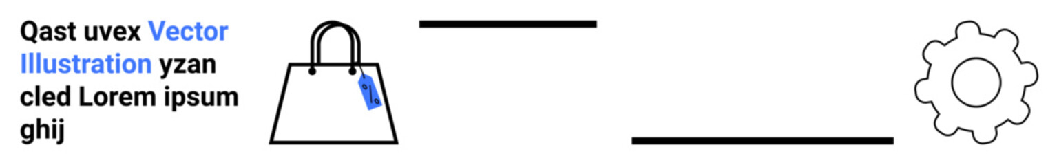 Obraz premium Handbag with price tag gear symbol linked by lines, indicating shopping, technology, business tools. Ideal for e-commerce, retail, marketing, automation, innovation branding flat landing page