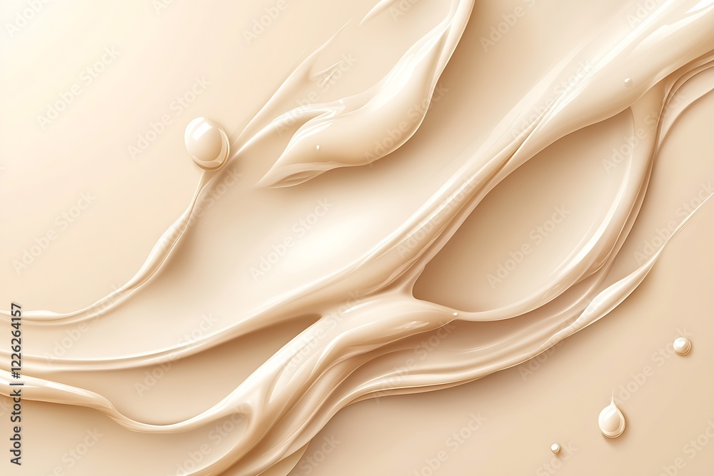 Poster dynamic beige liquid flow with dramatic waves background : generative ai