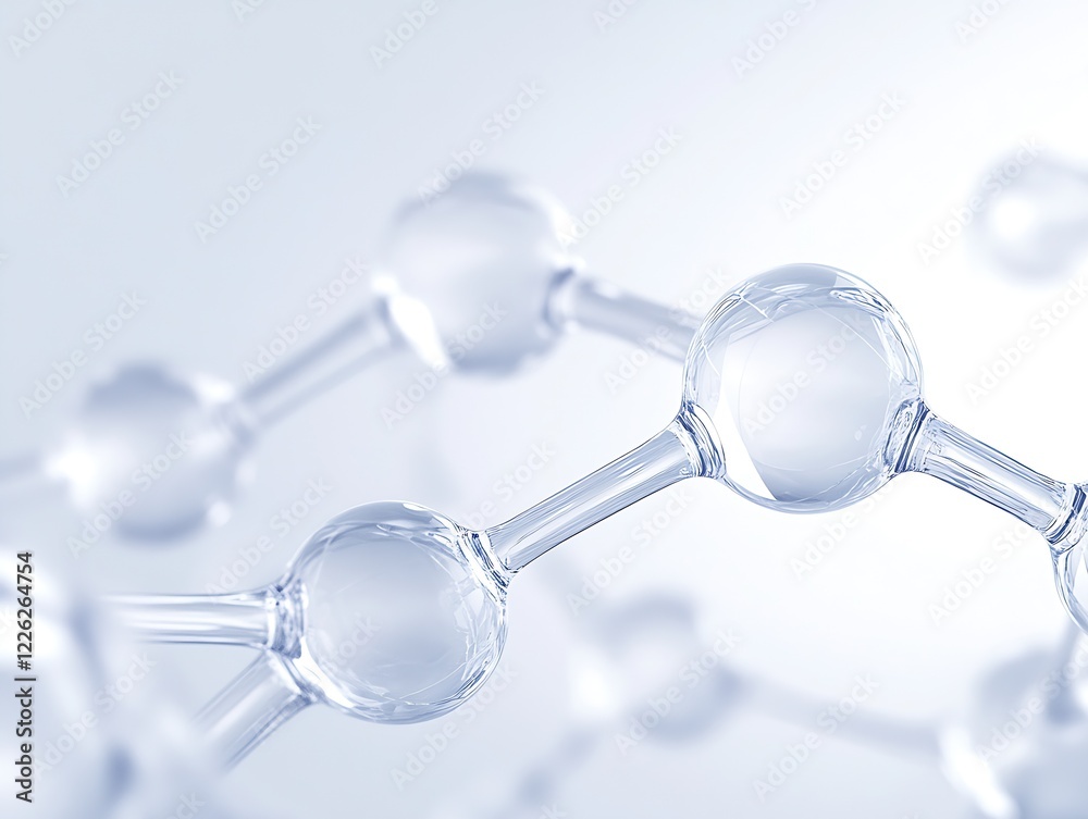 Aufkleber Minimalist Molecular Structure in Soft Focus with Transparent Spheres for Science Visualization : Generative AI
