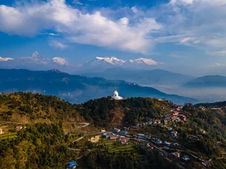 aerial view of Mountain range in Pokhara, Nepal.