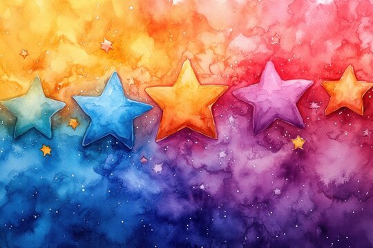 Colorful Glittering Stars Create a Dreamy Whimsical Sky Background