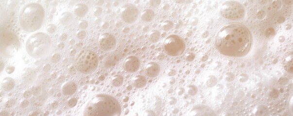 Fototapeta premium Abstract white foam texture forming bubbles background with copy space