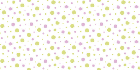 Seamless pattern with pastel colors dots stars.
