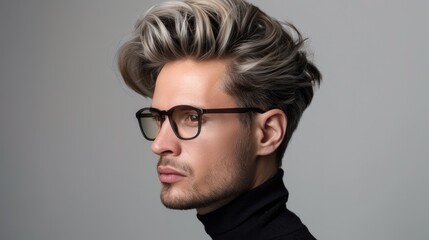 Fototapeta premium Portrait of man with stylish hair for salon, AI generated image