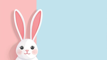 Obraz premium Cute bunny illustration with pastel background colors.