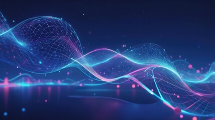 Fütüristik teknoloji manzarası  fiber optik sinir ağı, parlayan mavi devre kartı dijital ağ