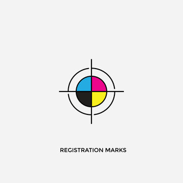 Registration mark, Print, ckyk color, ctp, cmyk colour chart, cmyk concept, inks fully editable vector template