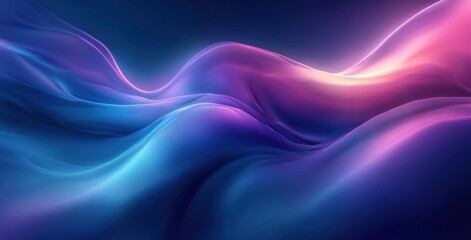 Abstract Energy Flow Waves Illuminated by Ethereal Light in Vibrant Blue and Purple