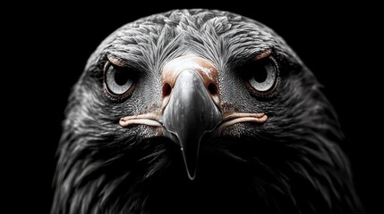 Fototapeta premium A close-up of a fierce-looking eagle with intense eyes and intricate feather details.
