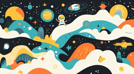 Astronaut Explores a Vibrant Cosmic Landscape