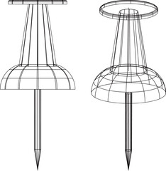 プッシュピンの3Dワイヤーフレーム