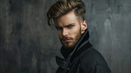 Fototapeta premium Portrait of man with stylish hair for salon, AI generated image