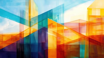 Abstract Cityscape Warm Hues Geometric Design