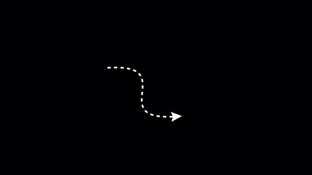 Dotted arrows animation on transparent background, Set of animated dotted arrows, white arrow on 4k Video