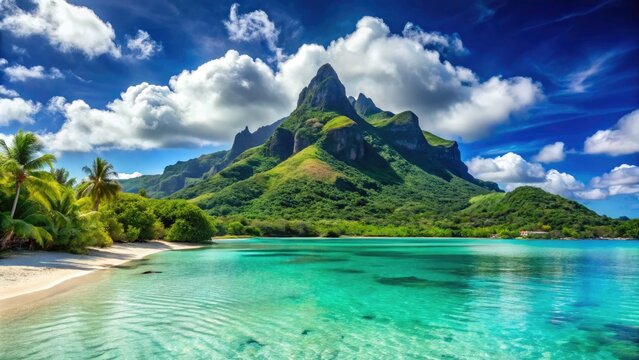 Bora Bora Paradise: White Sand Beaches, Turquoise Waters, Lush Green Landscape - French Polynesia Island Getaway