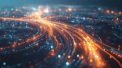 Abstract Cityscape at Night: A Symphony of Lights and Connections