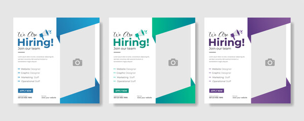 We are hiring job vacancy social media post banner design template. we are hiring background, job vacancy concept We are hiring recruitment open job vacancy design vector social media post banner temp