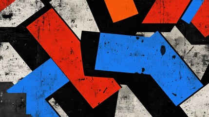 Abstract geometric shapes painted on a textured surface