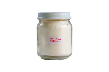 Salt in a glass jar isolated on a transparent background