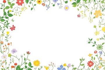 Colorful meadow flowers on white background, banner design