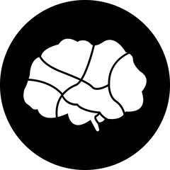 Human internal organ anatomy brain con. Brain mental healthcare sign  flat  vector isolated on transparent background. Science symbol skin layer intestine linear Pictogram.