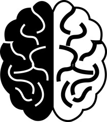 Human internal organ anatomy brain con. Brain mental healthcare sign  flat  vector isolated on transparent background. Science symbol skin layer intestine linear Pictogram.
