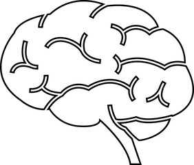 Human internal organ anatomy brain con. Brain mental healthcare sign line vector isolated on transparent background. Science symbol skin layer intestine linear Pictogram.