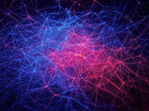 F&uuml;t&uuml;ristik teknoloji manzarası  fiber optik sinir ağı, parlayan mavi devre kartı dijital ağ